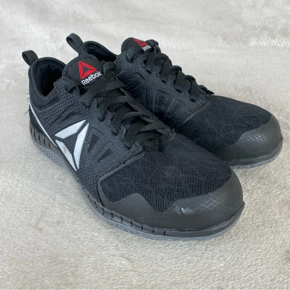 Reebok Work Steel Toe Sneaker Mens 8 Womans 10 Black Safety Toe ASTM F2413-18